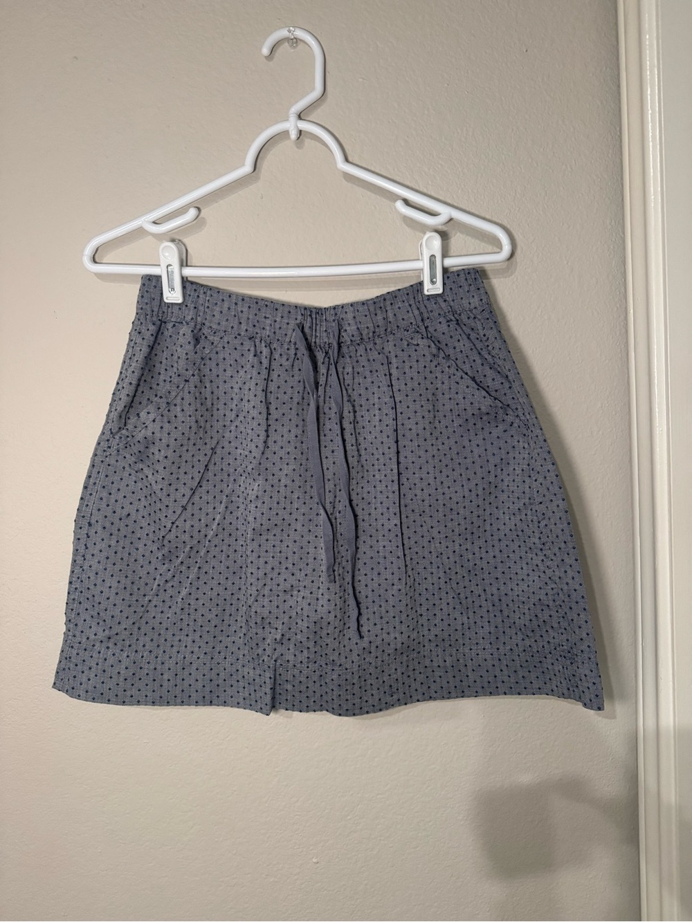 Women's Blue Dot Cotton Drawstring Skirt